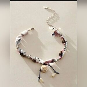 Free People Ariana Ost - - Alpha Choker Necklace in Natural - Layered silver NWT